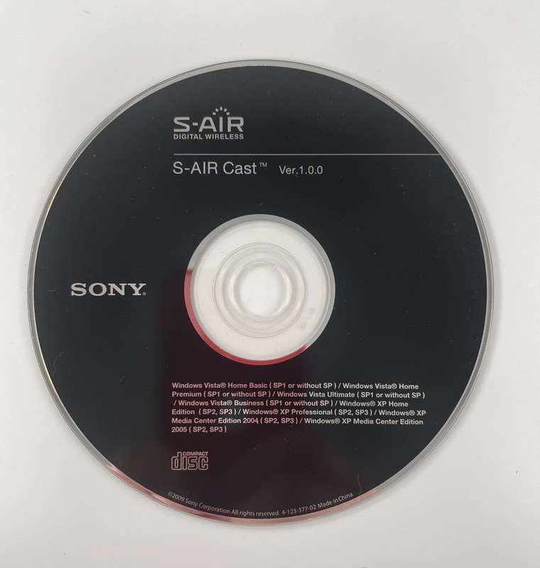 Sony Genuine S-AIR Digital Wireless Cast Replacement CD – ver 1.0.0