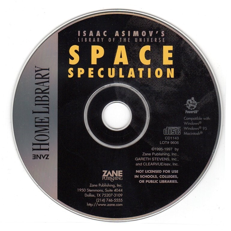 Zane: Isaac Asimov's Space Speculation (CD, 1996) for Win/Mac - NEW CD in SLEEVE