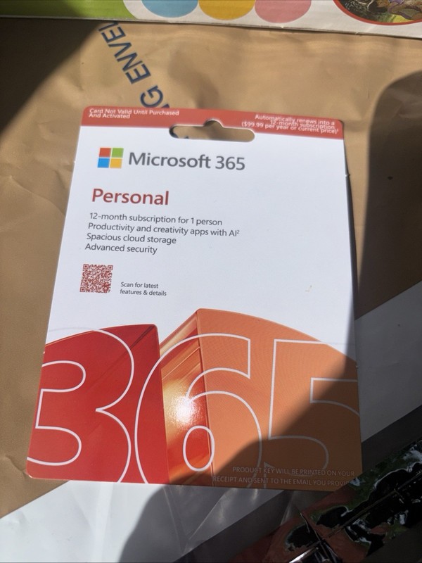 Microsoft 365 Personal Software Card Brand New For Computers Office