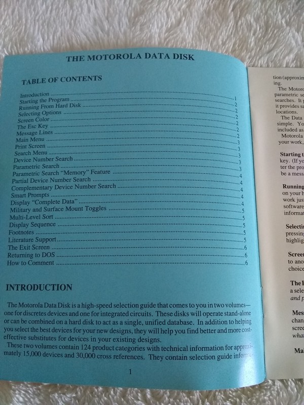 Motorola Specs In Secs 1988 Rev 5 DOS Version 5.25" Floppy gallery