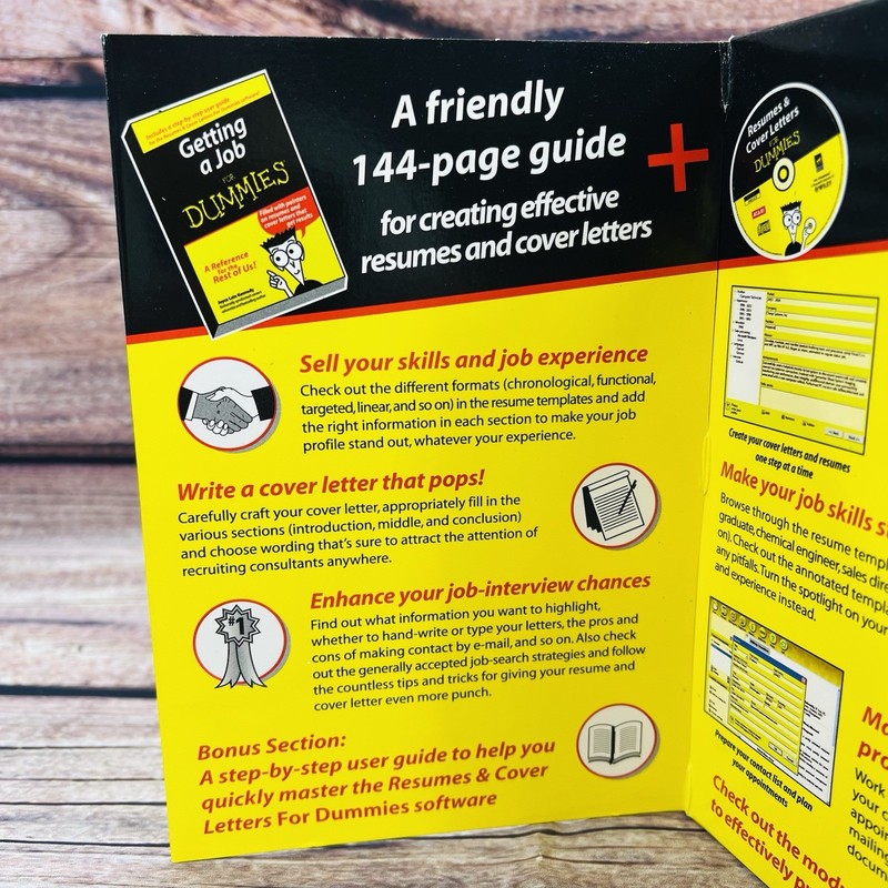 Resumes & Cover Letters for Dummies CD ROM & 144 page reference guide new in box gallery