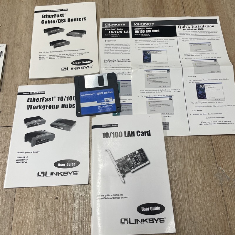 Linksys Instant EtherFast 10/100 Vintage Software & Manuals Lot 2000