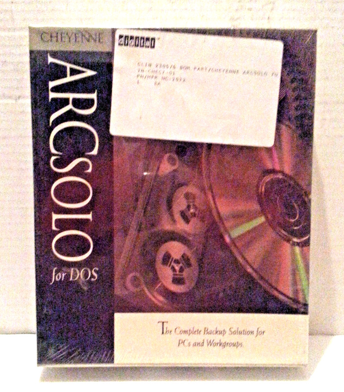 Cheyenne ARCsolo for DOS V2.2 Complete Backup Software PC Workgroup SEALED!