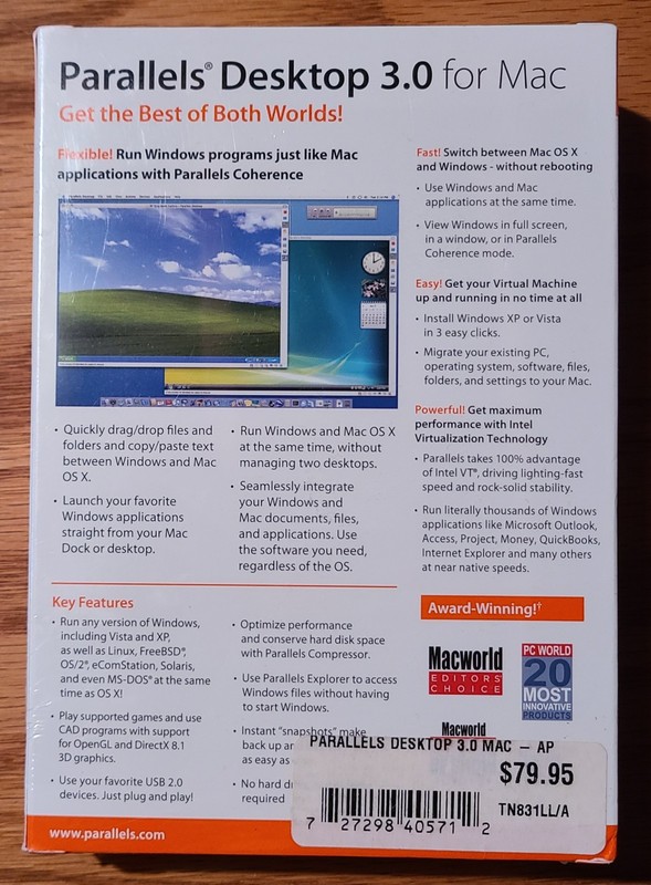Parallels Desktop 3.0 for Mac Box Software Sealed New Vintage Intel Mac OS X gallery