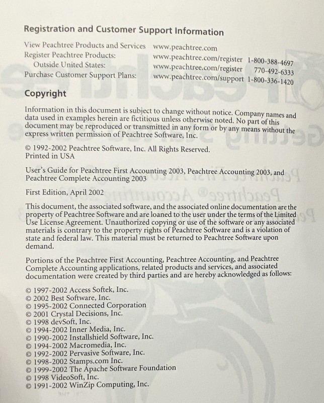 Peachtree Accounting 2003 CD, User Manuals, Serial Number - No Box gallery