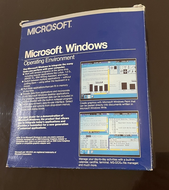 Microsoft Windows Version 1.03; Box 0786; Part No. 050-050-226 gallery