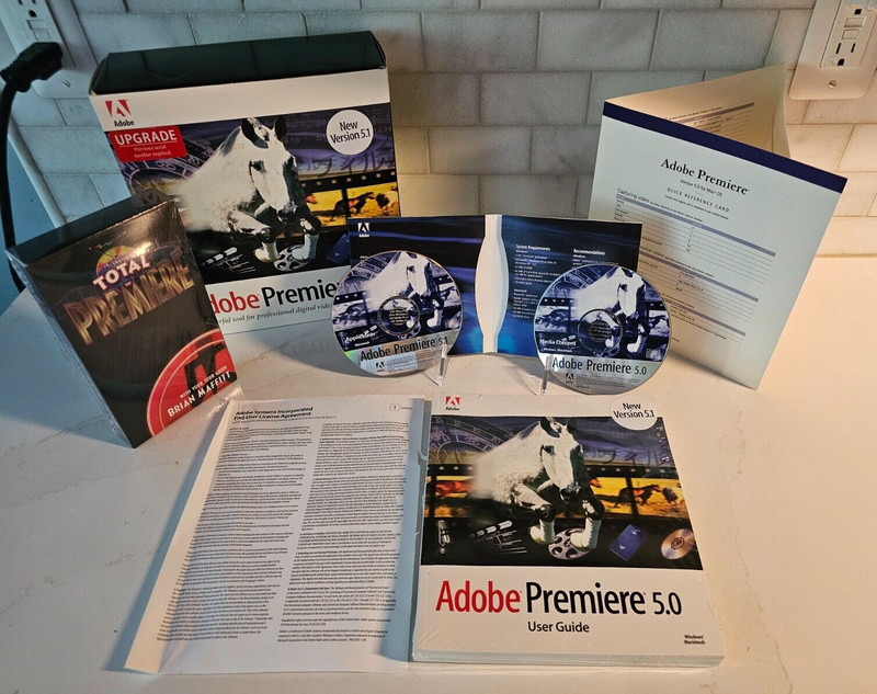 Adobe Premiere 5.0 / 5.1 Macintosh CDs, Manuals, Quick Reference Card with SN gallery