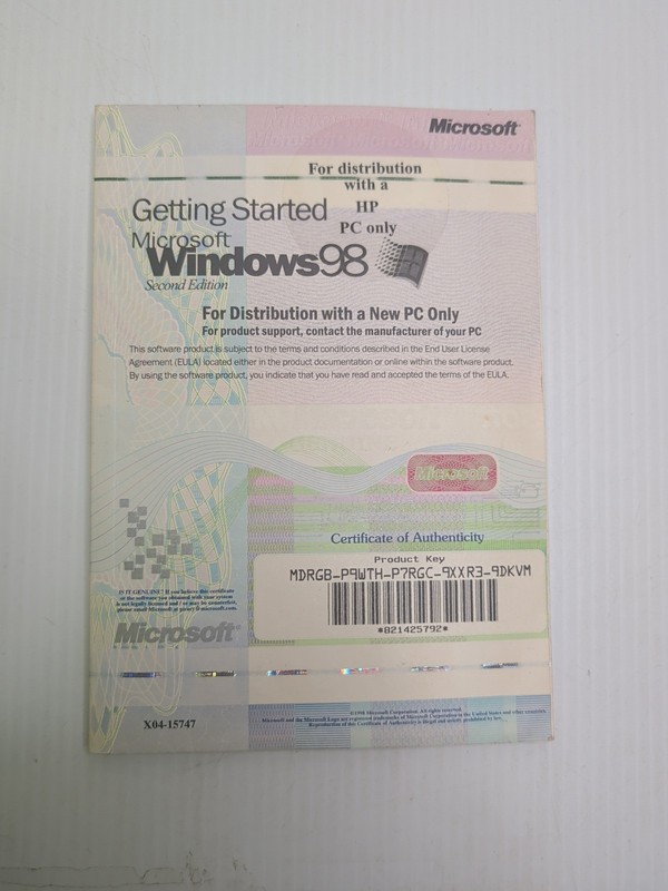 Microsoft Windows 98 SE (2nd Edition & Window 95 – booklet & COA)