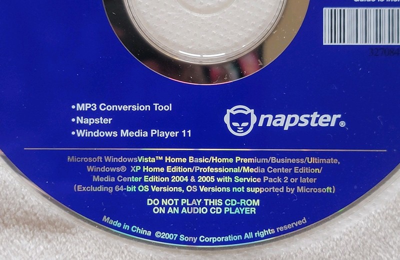 Sony Walkman CD-ROM MP3 conversion tool, Napster & Windows Media Player 11 gallery