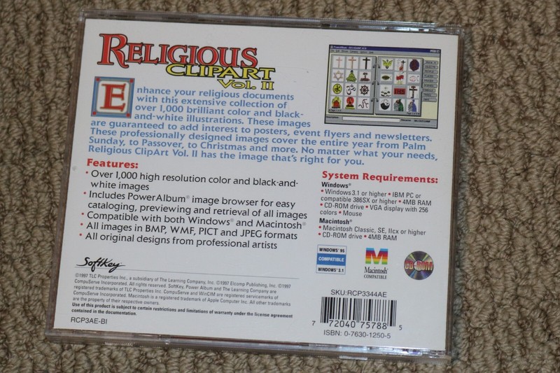 Religious Clip Art Vol II Mac CD ROM Windows 3.1 /95 and Macintosh gallery