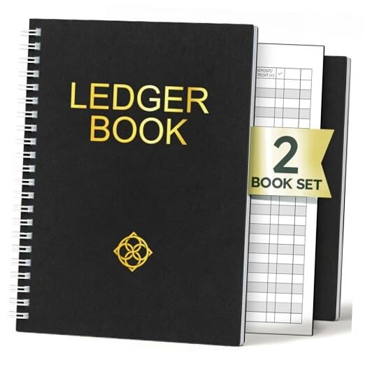 Ledger Book – 2 Pack Accounting Ledger Books for Small (2 Pack) - Black