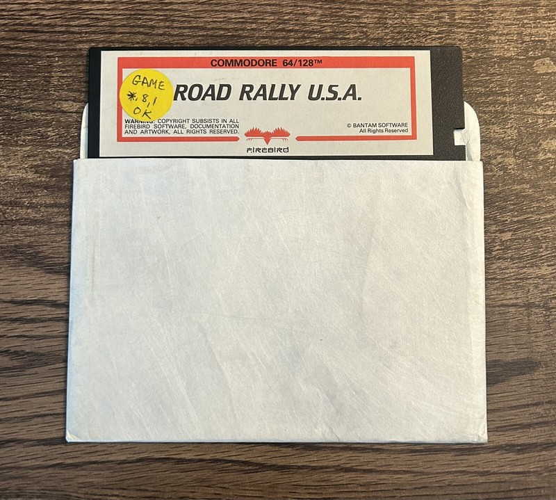 Road Rally U.S.A. Commodore 64/128 Game on 5.25″ disk