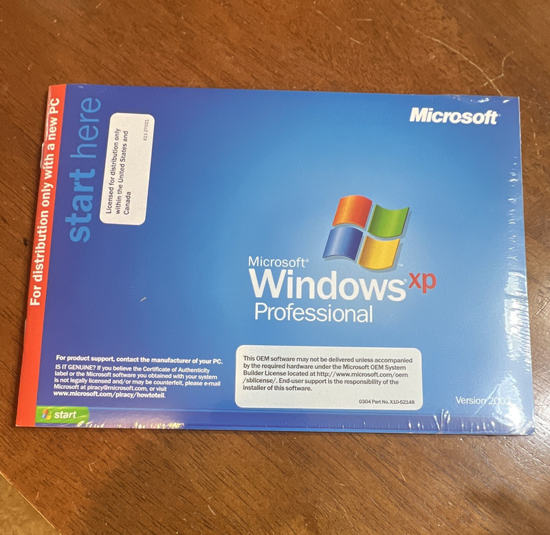 Microsoft Windows XP Professional Version 2002 OEM CD English X10-52148 Sealed