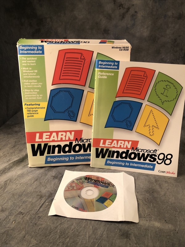 Microsoft Office 98 CD ROM Compu Works Learn Beginning to Intermediate Open Box