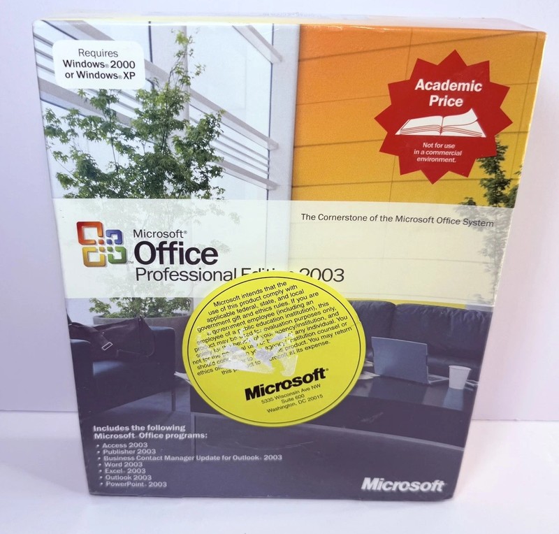 NOS Microsoft Office 2003 Professional Edition 2 PCs Full Retail Word 269-06753