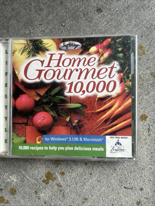 Vintage 1997 Home Gourmet 10,000 Recipe Software PC Windows 3.1 Apple Macintosh