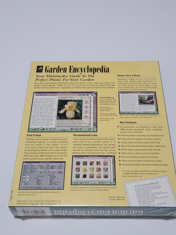 Garden Encyclopedia Windows Big Box PC Software By Books That Work 1995 NEW gallery
