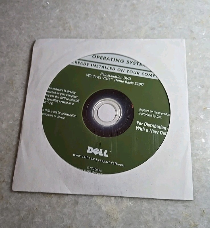 Dell Operating System 2007 Reinstallation DVD Windows Vista Home Basic 32Bit