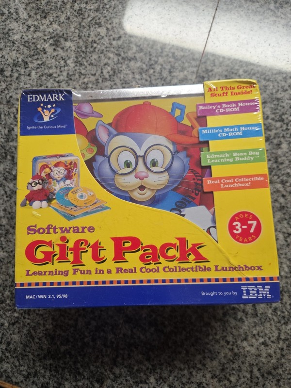 Bailey Software Gift Pack 1998 Edmark IBM PC CD-ROM Lunchbox + Plush NEW
