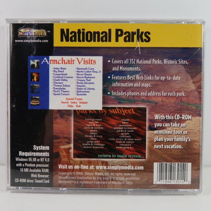 Simply Media National Parks Family Home Collection PC Windows a multi-media tour gallery