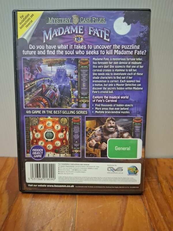 Mystery Case Files: Madame Fate PC CD fortune teller foreseen demise puzzle game gallery