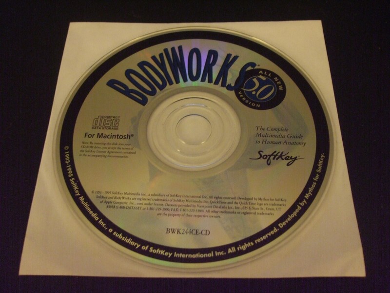 Soft Key Bodyworks Version 5.0 - Complete Guide to Human Anatomy (MAC, 1995)