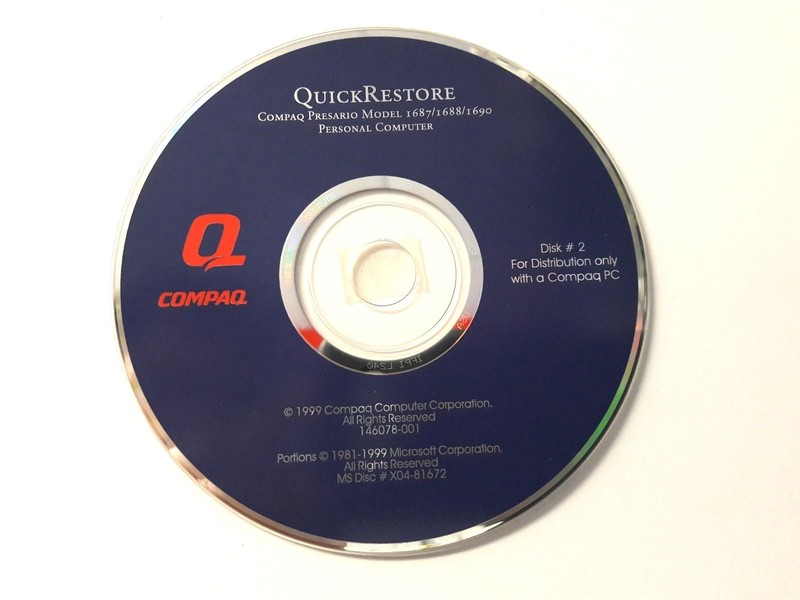 Genuine Compaq Presario Model 5019 Quick Restore Disk gallery