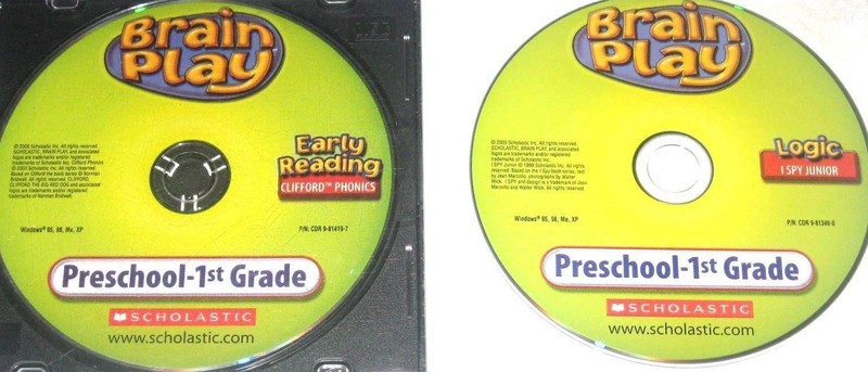 2 PC LOT BRAIN PLAY CD ROM PRESCHOOL-1ST GRADE EARLY READING I SPY JUNIOR! #81A