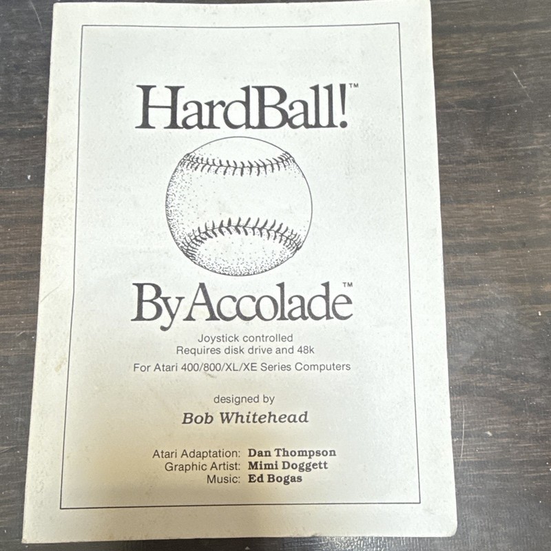 Accolade HardBall! for Atari 400/800 XL/XE 5.25" Disk w/ Manual 48K Req gallery