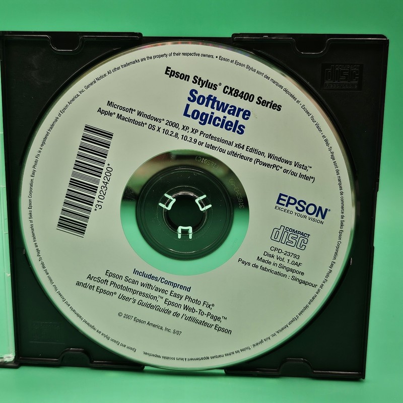 Epson Stylus CX8400 Series Printer Software CD-ROM Driver Windows Disc TESTED