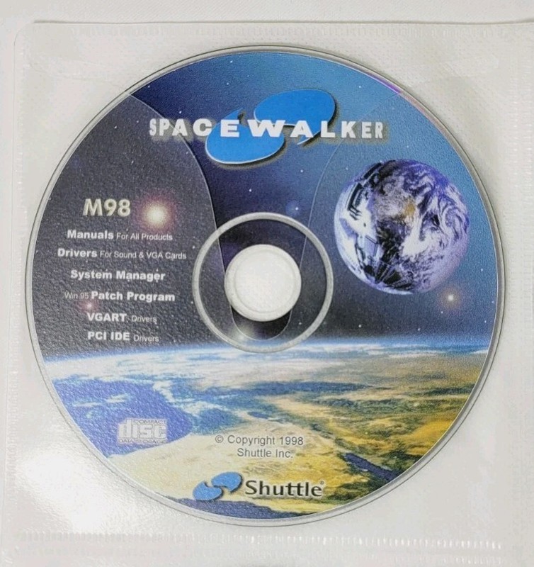 Vintage Spacewalker M98 Drivers and Manuals CD, System Manager Shuttle Inc