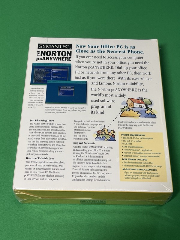 Symantec The Norton PC anywhere version 5 for DOS Brand New Sealed gallery