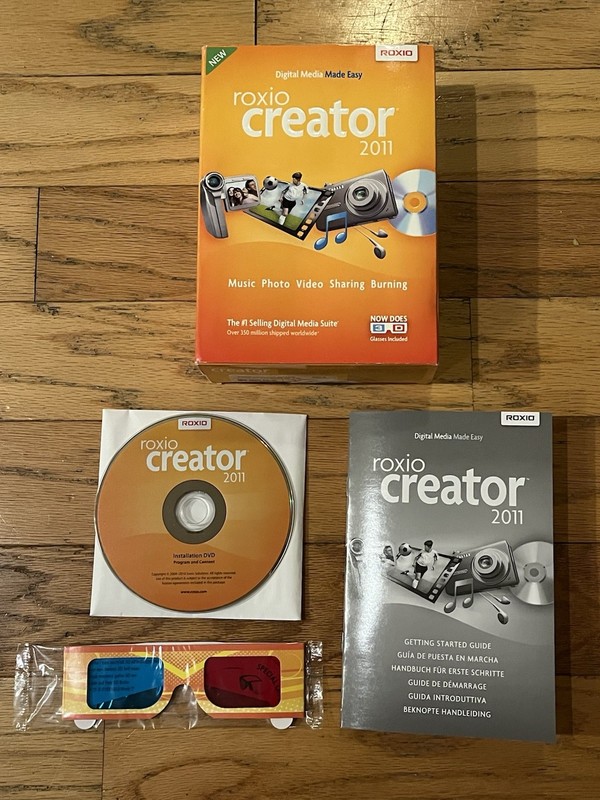 Roxio Creator 2011 Software for Windows Video Audio Photo Editing w/ 3-D Glasses