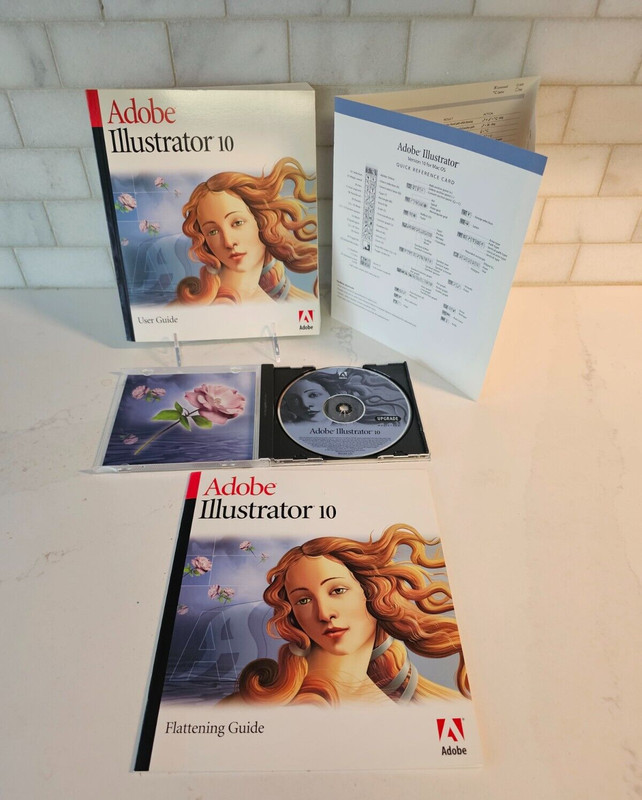 Adobe Illustrator 10 Macintosh CD, User, Flattening & Quick Ref Guides Serial #