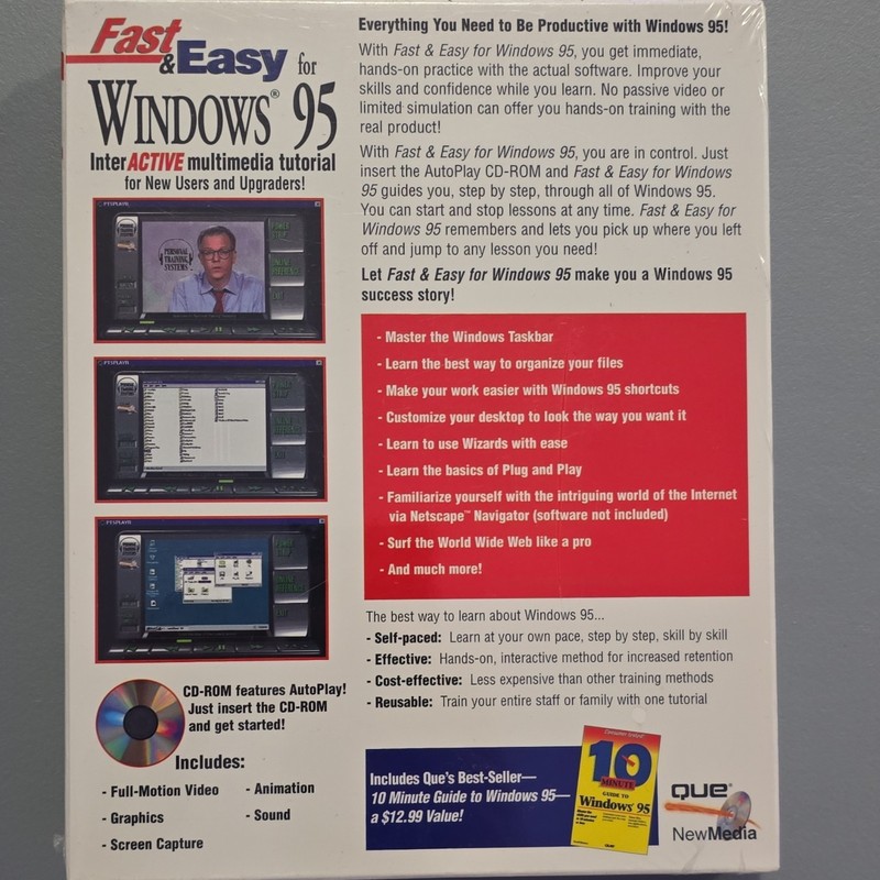 Que NewMedia Fast & Easy for Windows 95 Interactive Multimedia PC CD-ROM - NEW gallery
