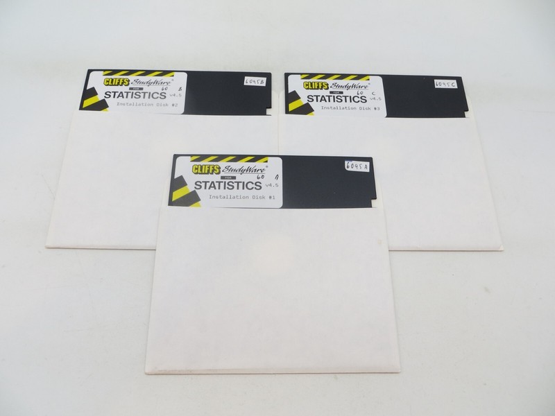 5.25″ Floppy Disks CLIFFS STUDYWARE FOR STATISTICS V4.5 computer discs