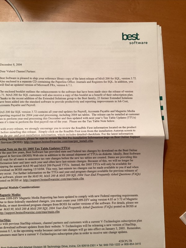 New Sage MAS200 For SQL 3.72, Paperless Office,FRx, Upgrade Ver, Docs, CDs, Etc gallery
