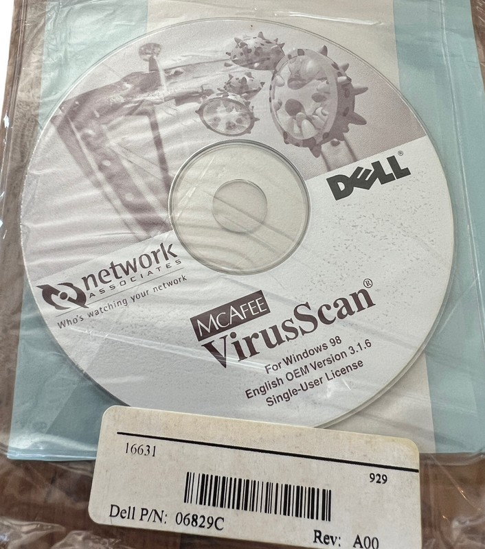 Dell McAfee Virus Scan Windows 98 English OEM Version 3.1.6 New Sealed CD