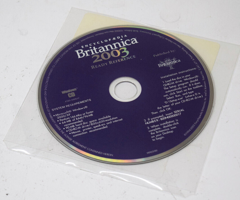 Encyclopedia Britannica 2003 Ready Reference PC CD-ROM Windows 2000 XP