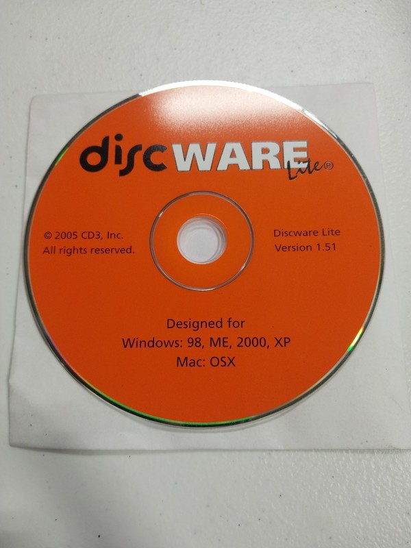 Discware Lite Installation Software CD Disc Windows 98 ME 2000 XP Mac OSX
