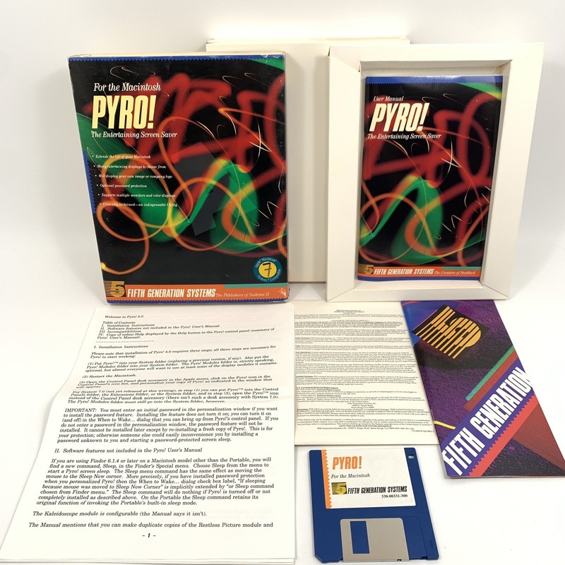 Vintage PYRO Macintosh Apple 3.5″ Hard Disk Screen Saver Fifth Generation System