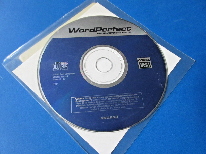 WordPerfect 2002 Productivity Pack CD-ROM, Corel OEM NEW & SEALED Software