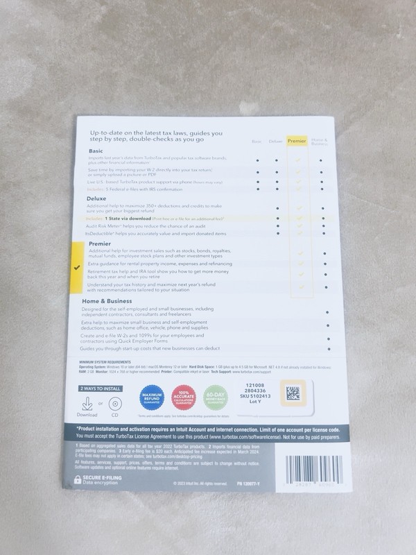 Intuit TurboTax Premier 2023 Edition Fed + State for Windows & Mac CD SEALED gallery