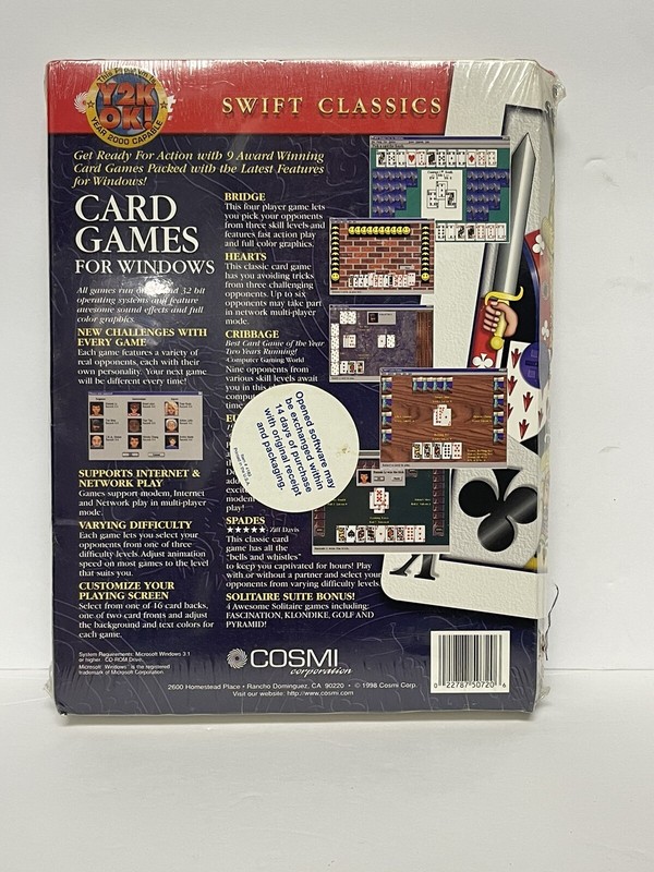 Swift Classics Big Box Release Windows Card Games 9 Games Award Winning Sealed gallery