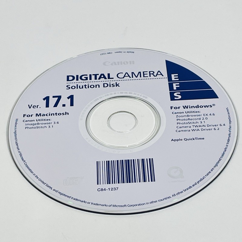 Canon Digital Camera Solution Disk Ver. 17.1 EFS for Windows and Macintosh