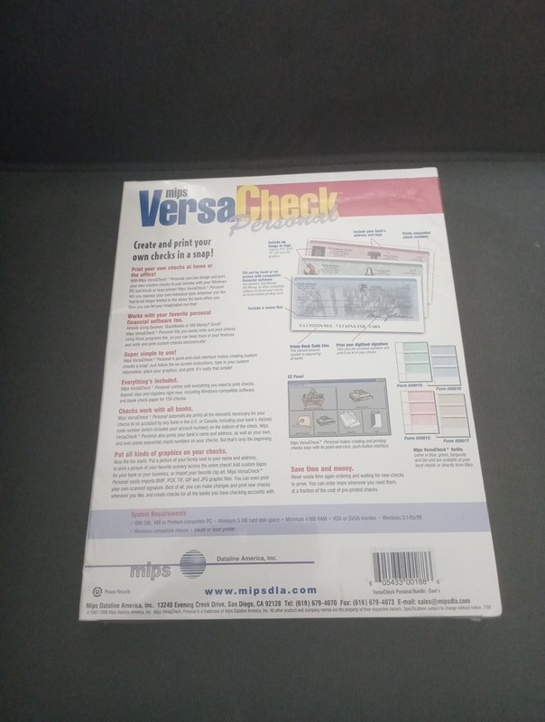 Mips Versa Check Personal Custom Check Creation Software 3.5" Floppy w/150 Blank gallery