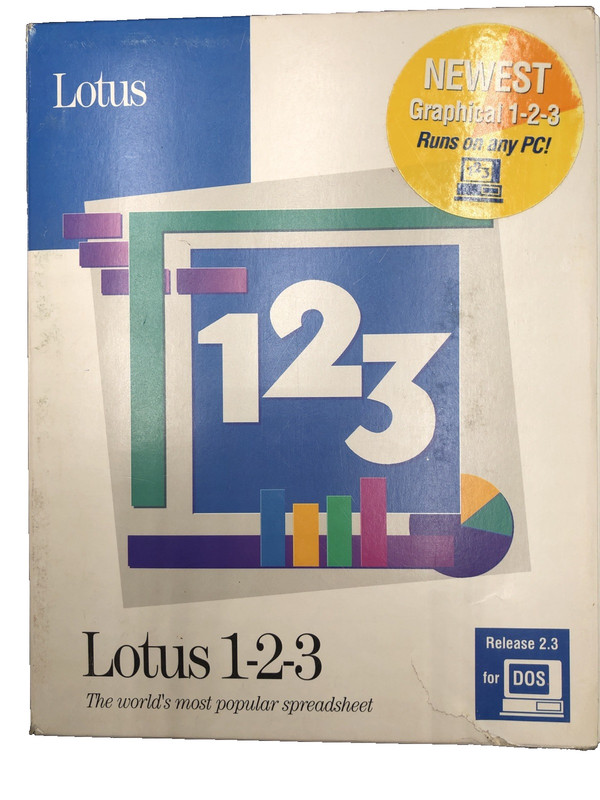 Lotus 123 Spreadsheet Program For DOS Release 2.3 5.25″ Floppies