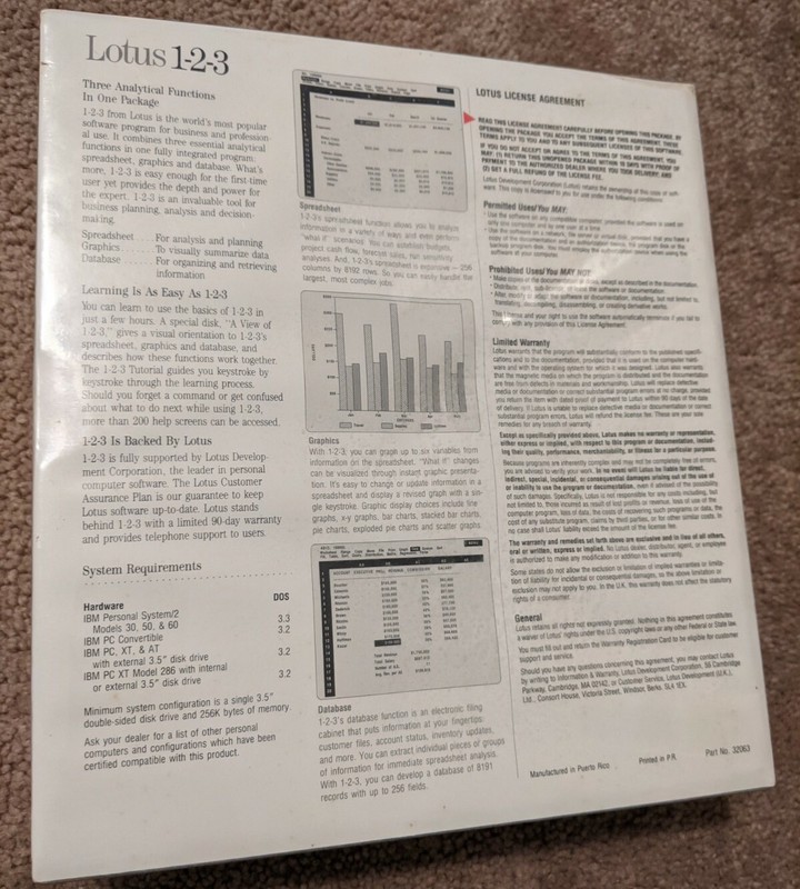 Vintage NOS 1986 Lotus 123 Version 2.01 3.5" Disk Software IBM Personal System 2 gallery