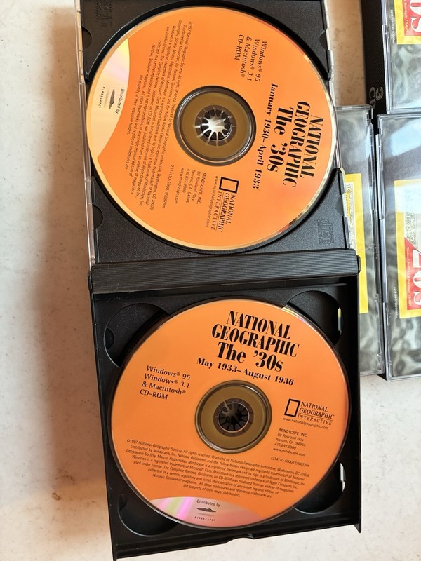 National Geographic CD-ROM Lot 1920s 1930s 1940s 3 Disc Sets Vintage PC Mac gallery