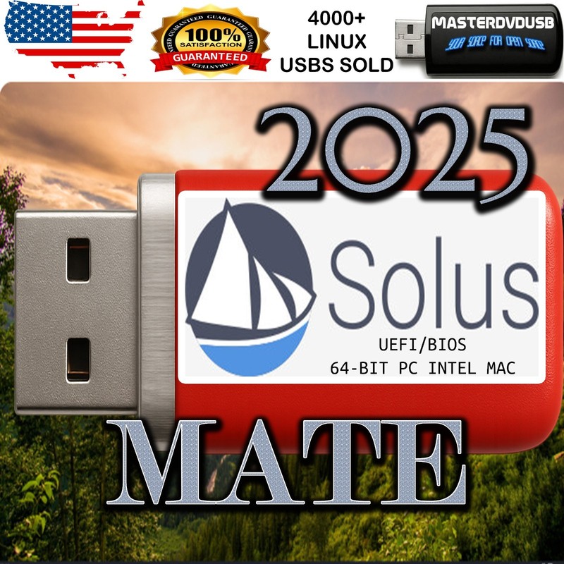 Solus 2025 MATE – Bootable USB Live Installer – PC & Intel Mac – UEFI/BIOS